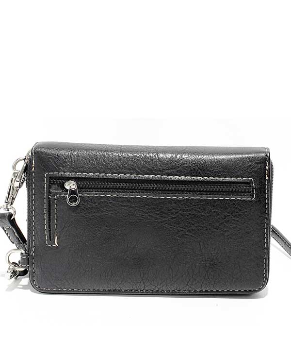 Turquoise-Studded Cellphone Holder Wallet - Brown, photo 2 of 3