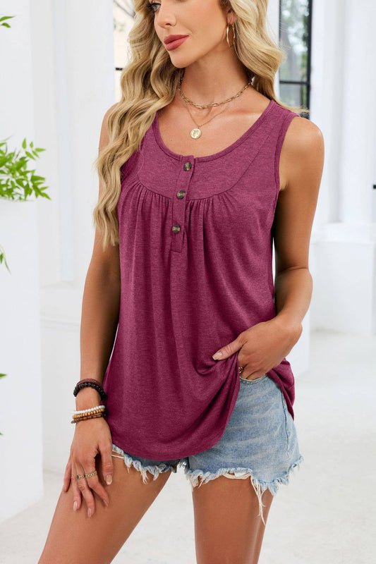V-Neck Eyelet Knit Short Sleeve Top - Burgundy