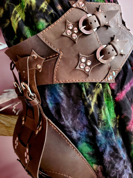 Genuine Leather Waist Corset with Matching Bag - Size 8/10