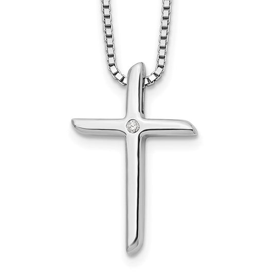 White Ice Diamond Cross Necklace - Rhodium-Plated Sterling Silver, photo 1 of 2