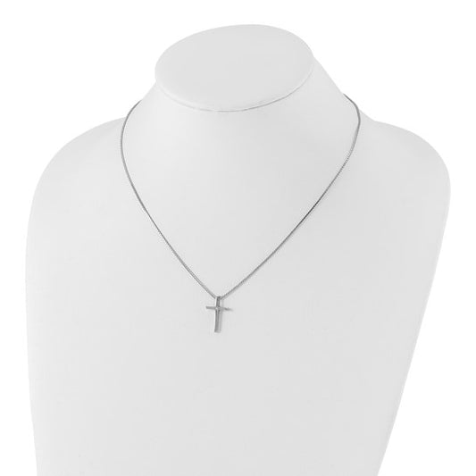 White Ice Diamond Cross Necklace - Rhodium-Plated Sterling Silver, photo 2 of 2