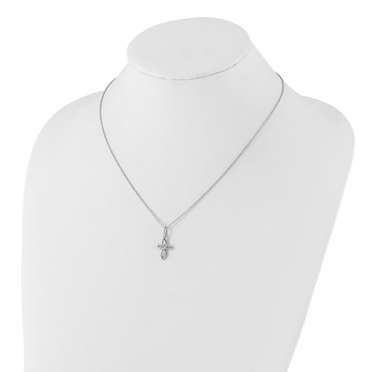 White Ice Diamond Cross & Heart Necklace - Sterling Silver, photo 2 of 2
