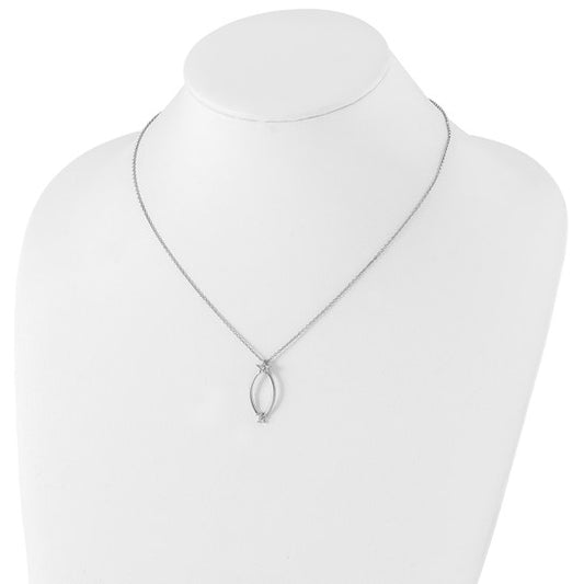 White Ice Diamond Stars Necklace - Rhodium-Plated Sterling Silver, 18", photo 1 of 3