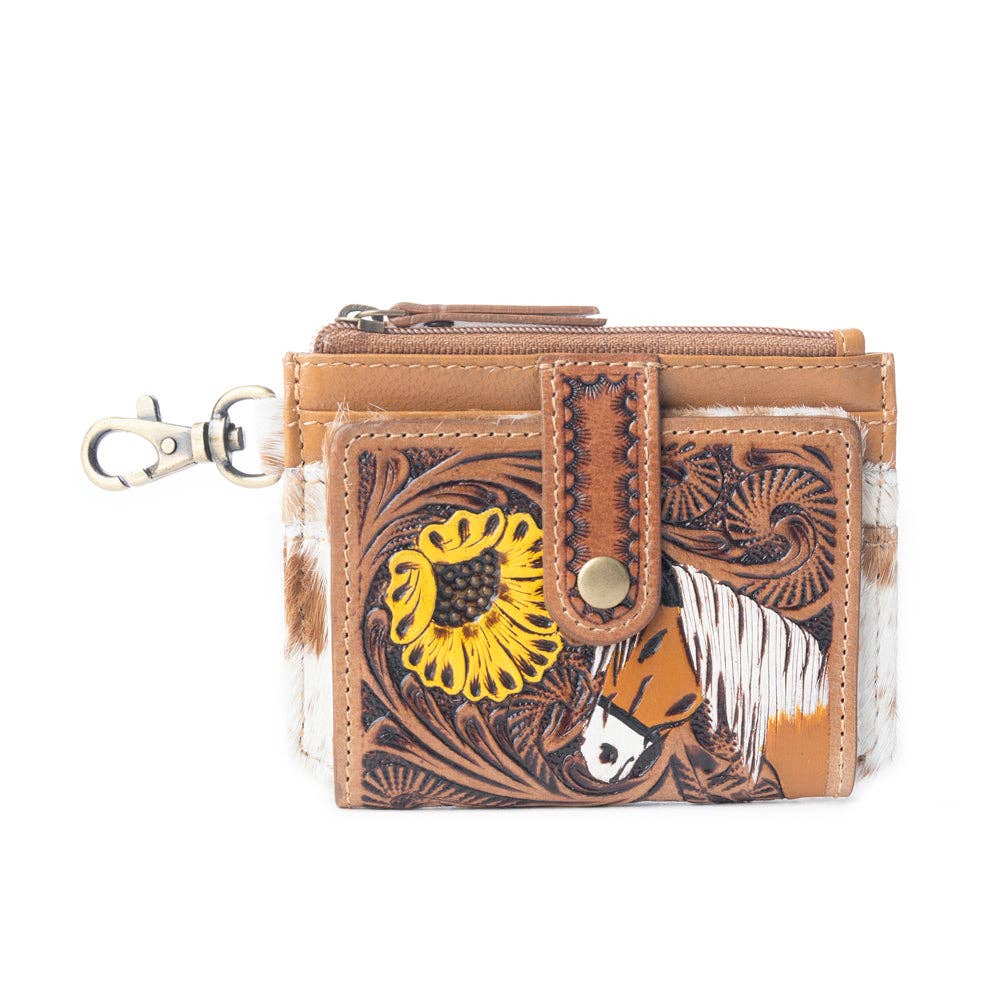 Wildflowers of the Prairie Western Card Holder - Brown